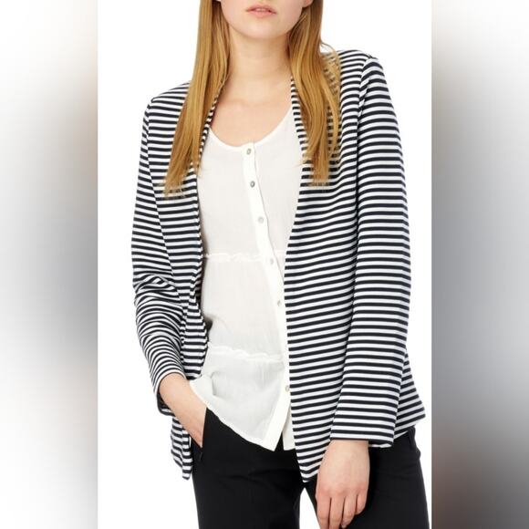 ESPRIT Striped Pocketed Knit Jersey Pocketed Open Blazer Light Jacket M - Picture 2 of 14